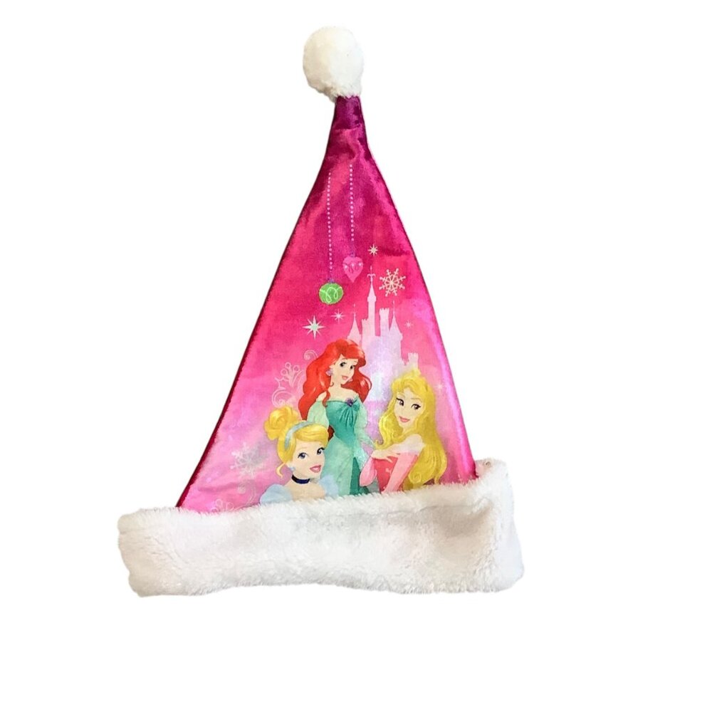 Disney Princess Pink Velvet Santa Hat With White Faux Fur